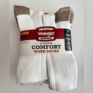 Wrangler Workwear Ultimate  Comfort Work Socks  Men's Sz 6-12 White 6PK Crew